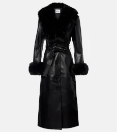 Belted leather coat