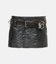 Belted leather miniskirt Belted leather miniskirt
