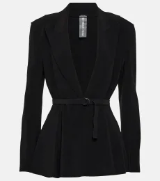 Belted peplum-hem jersey blazer Belted peplum-hem jersey blazer