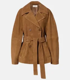 Belted suede jacket
