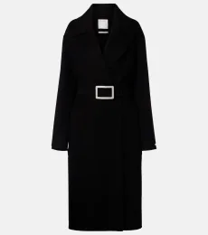Belted virgin wool wrap coat