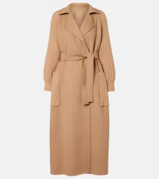 Berard camel hair, wool, and cashmere wrap coat
