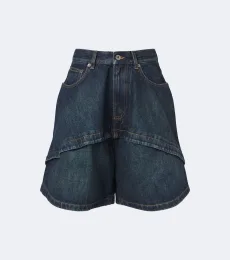 Bermuda en denim à finition délavée Bermuda en denim à finition délavée