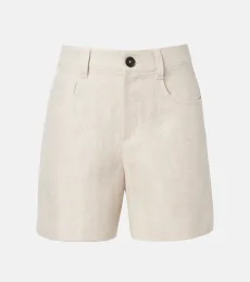 Bermudas de lino y algodón de tiro alto Bermudas de lino y algodón de tiro alto