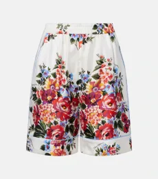 Bermudas de sarga de seda floral Bermudas de sarga de seda floral