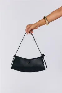 Bessi Curved Shoulder Bag Black PU Gold Bessi Curved Shoulder Bag Black PU Gold