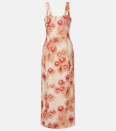 Bettina printed linen maxi dress
