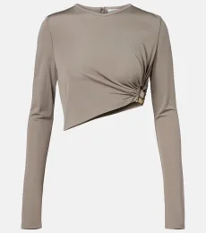 Bezel Quartz asymmetric jersey crop top