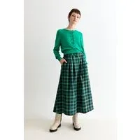 Bia Winter Check Button Through Skirt Green