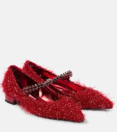Bing tinsel-embellished Mary Jane flats Bing tinsel-embellished Mary Jane flats