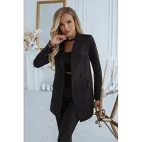 Black 2 Piece Double Breasted Business Casual Slim Fit Women Suit - US 12 Black Black 2 Piece Double Breasted Business Casual Slim Fit Women Suit - US 12 Black