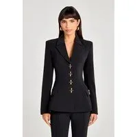 Black 2 Piece Gold Single Breasted Casual Women's Suit (BlazerPants) - US 12 Black Black 2 Piece Gold Single Breasted Casual Women's Suit (BlazerPants) - US 12 Black