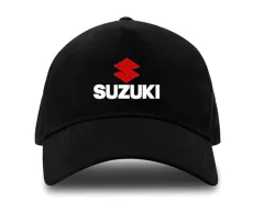Black Cap for Suzuki Moto Fans Unisex - Eco Algodon, Black/White, One Size