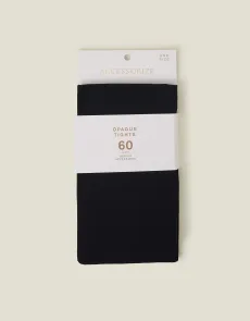 Black Cotton 60 Denier Tights, Women's Black Cotton 60 Denier Tights, Women's