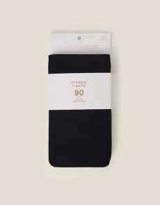 Black Cotton 90 Dernier Opaque Tights, Women's Black Cotton 90 Dernier Opaque Tights, Women's