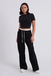 Black Double Waistband Wide Leg Trouser / Black Double Waistband Wide Leg Trouser /