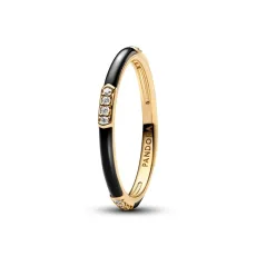 Black Enamel Stones Ring - 64 Black Enamel Stones Ring - 64
