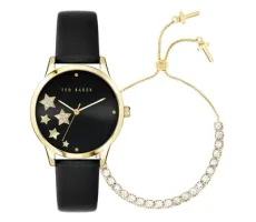 Black Gold Crystal Stars Watch Gift Set - Gold