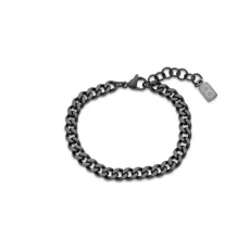 Black Mens Stainless Steel Curb Bracelet - Black Black Mens Stainless Steel Curb Bracelet - Black