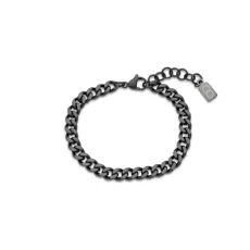 Black Mens Stainless Steel Curb Bracelet - Black