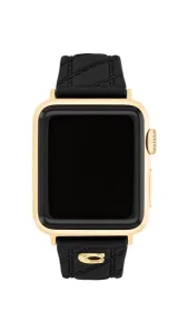 Black Quilted Silicone Apple Strap - Gold