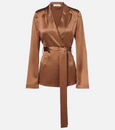 Blazer cruzado Archer de satén de seda