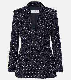 Blazer cruzado de jersey con lunares Blazer cruzado de jersey con lunares