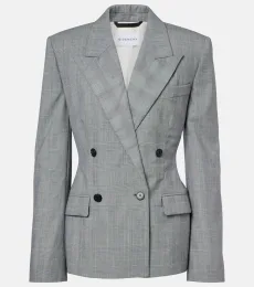 Blazer cruzado de lana a cuadros Príncipe de Gales Blazer cruzado de lana a cuadros Príncipe de Gales