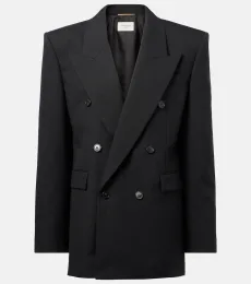 Blazer cruzado en lona de lana Blazer cruzado en lona de lana