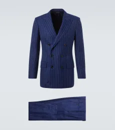 Blazer de lana, lino y seda a rayas Blazer de lana, lino y seda a rayas