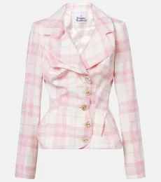 Blazer en mezcla de lana a cuadros Blazer en mezcla de lana a cuadros