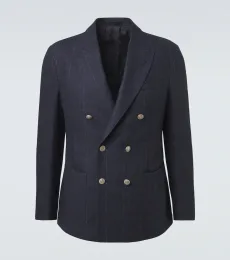 Blazer rayé en laine, coton et cachemire Blazer rayé en laine, coton et cachemire