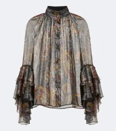 Blouse en soie mélangée à imprimé Blouse en soie mélangée à imprimé