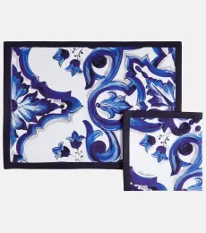 Blu Mediterraneo linen placemat and napkin set