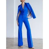 Blue 3 Piece Stylish Elegant Single Breasted Women Suit - US 12 Blue Blue 3 Piece Stylish Elegant Single Breasted Women Suit - US 12 Blue