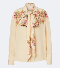 Blusa de crepé de china de seda floral Blusa de crepé de china de seda floral