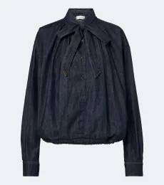 Blusa de denim con pañuelo Blusa de denim con pañuelo