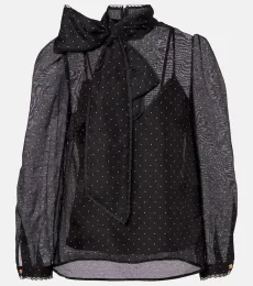 Blusa de lino y seda con lunares Blusa de lino y seda con lunares