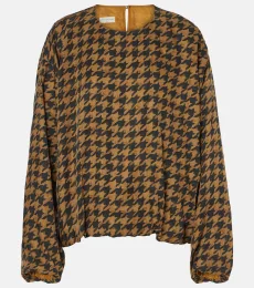 Blusa de satén con pata de gallo Blusa de satén con pata de gallo