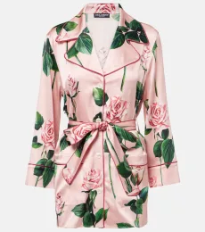 Blusa de satén de mezcla de seda floral Blusa de satén de mezcla de seda floral