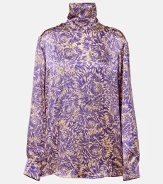 Blusa de satén de seda floral Blusa de satén de seda floral