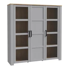 Bohol 3 Door Large Display Cabinet In Riviera Oak Grey Oak Bohol 3 Door Large Display Cabinet In Riviera Oak Grey Oak