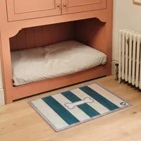 Bone Stripe Teal Washable Doormat