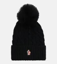 Bonnet en laine vierge et shearling à logo Bonnet en laine vierge et shearling à logo