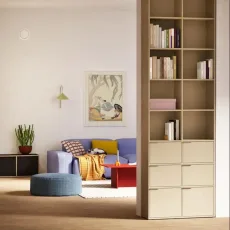 Bookcase in Beige with Drawers and Backpanels Bookcase in Beige with Drawers and Backpanels