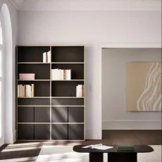 Bookcase in Black with Doors and Drawers Bookcase in Black with Doors and Drawers