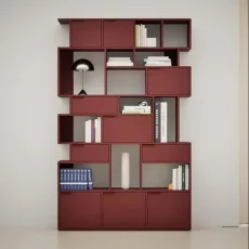 Bookcase in Burgund with Doors and Drawers Bookcase in Burgund with Doors and Drawers
