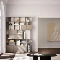 Bookcase in Stone Grey with Doors and Drawers Bookcase in Stone Grey with Doors and Drawers