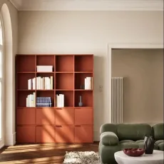 Bookcase in Terracota with Doors and Drawers Bookcase in Terracota with Doors and Drawers