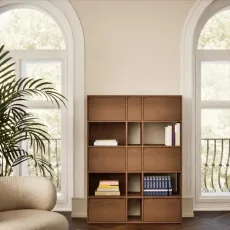 Bookcase in Walnut with Doors and Drawers Bookcase in Walnut with Doors and Drawers
